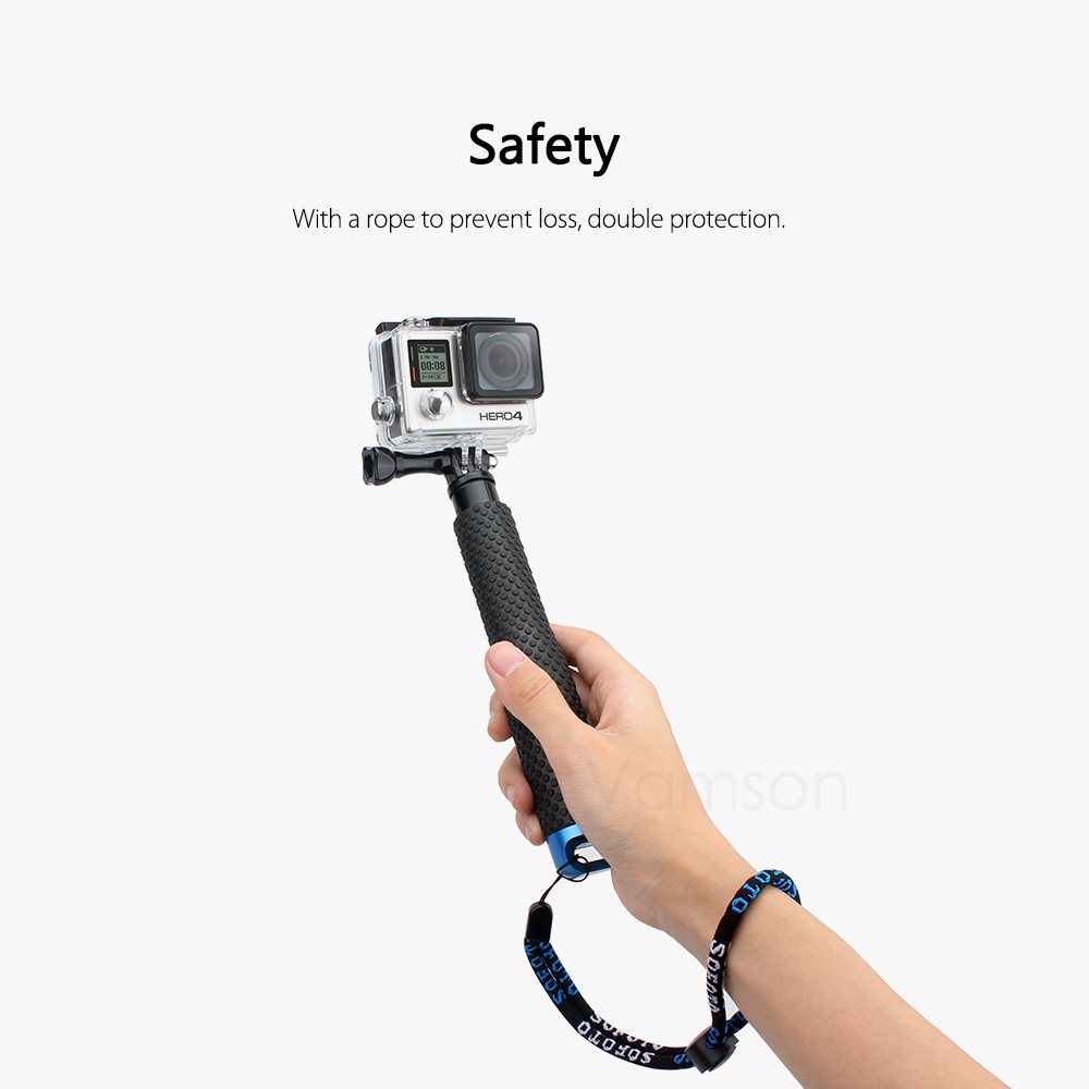 Vamson VP403 - Aluminum Extendable Selfie Stick for GoPro Hero 6 5 4 3+ for Xiaomi for Yi VP403