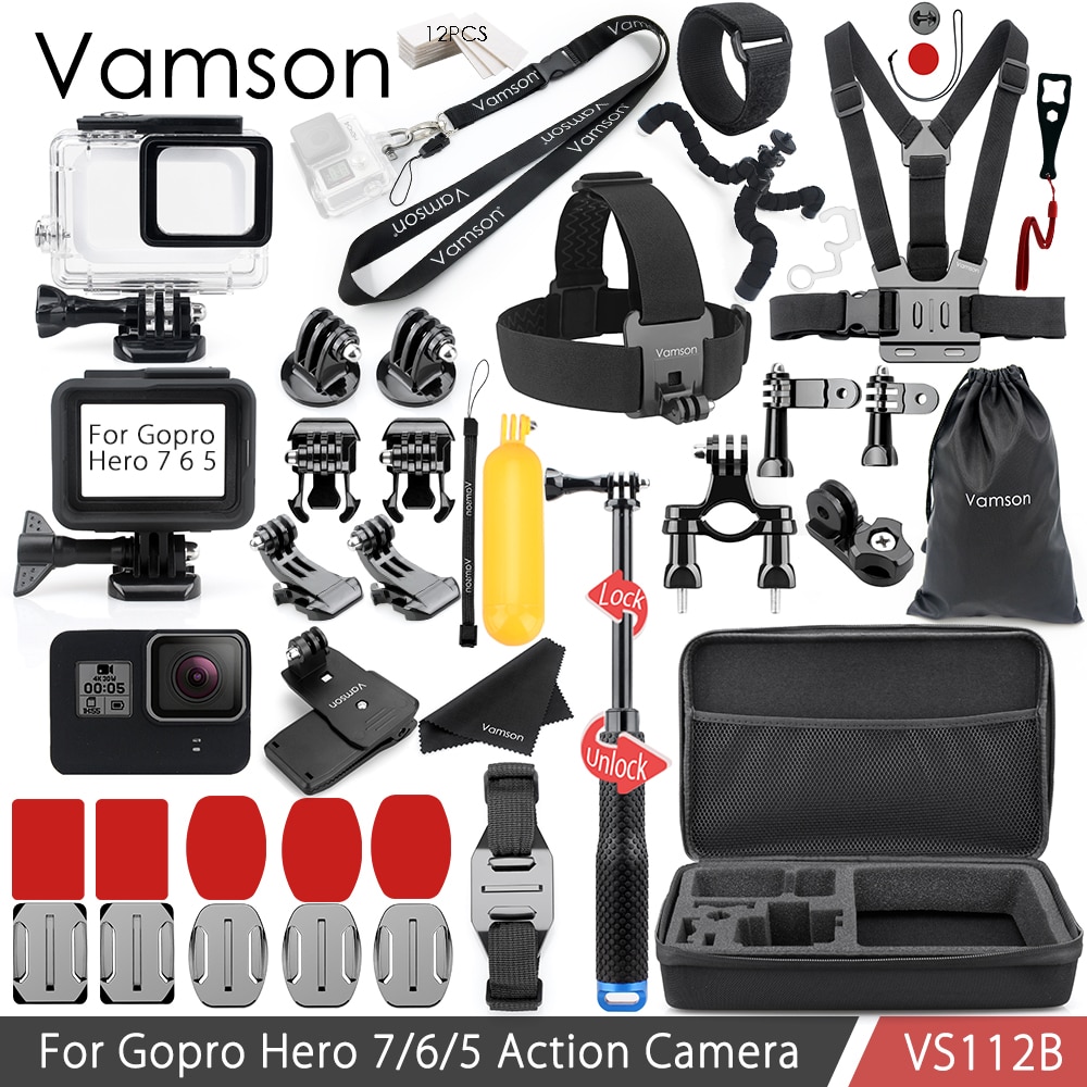 Vamson VS112 - Accessories Set Neck Strap, Waterproof housing case, Silicone Case for Gopro Hero